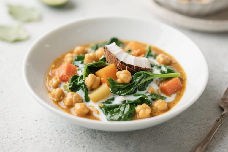 Chickpea Veggie Curry With Coconut Milk and Spinach – Creamy, Cozy, and Weeknight-Friendly