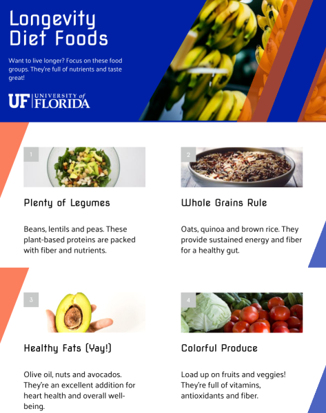 Longevity diet foods illustration