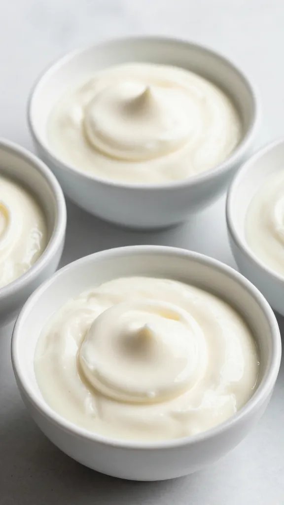 Greek yogurt mayo in light dressing bowls